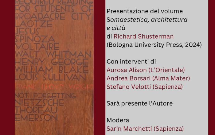 Presentazione del volume Somaestetica, architettura e città di Richard Shusterman (Bologna University Press, 2024)