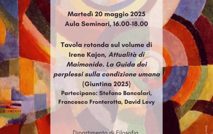 Tavola rotonda sul volume di Irene Kajon, Attualità di Maimonide. La Guida dei perplessi sulla condizione umana (Giuntina 2025)