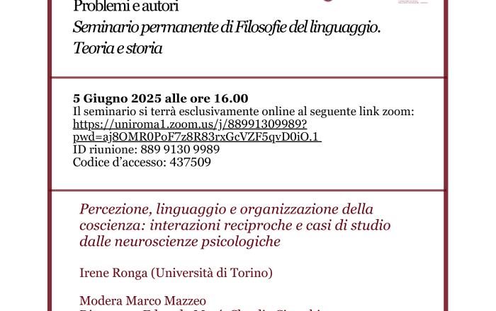 Percezione, linguaggio e organizzazione della coscienza: interazioni reciproche e casi di studio dalle neuroscienze psicologiche