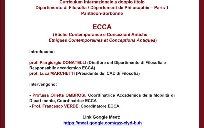 Incontro informativo ECCA (Etiche Contemporanee e Concezioni Antiche – Éthiques Contemporaines et Conceptions Antiques)
